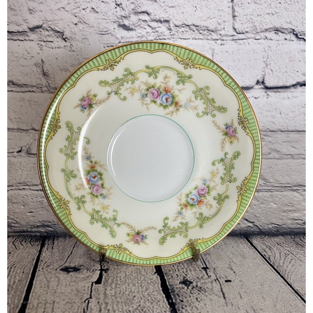 Noritake Marlene Green Trim Floral Sprays Saucer